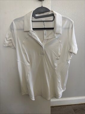 lululemon athletica Women's White Short-Sleeve Button Down Polo